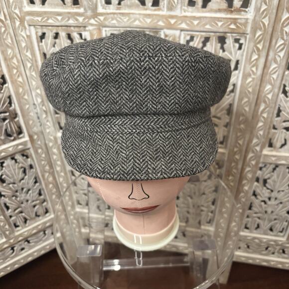 Unisex Black & Gray Hat Newsboy Walking Gatsby Cap 100% Pure Wool Donegal Tweed - Picture 6 of 9